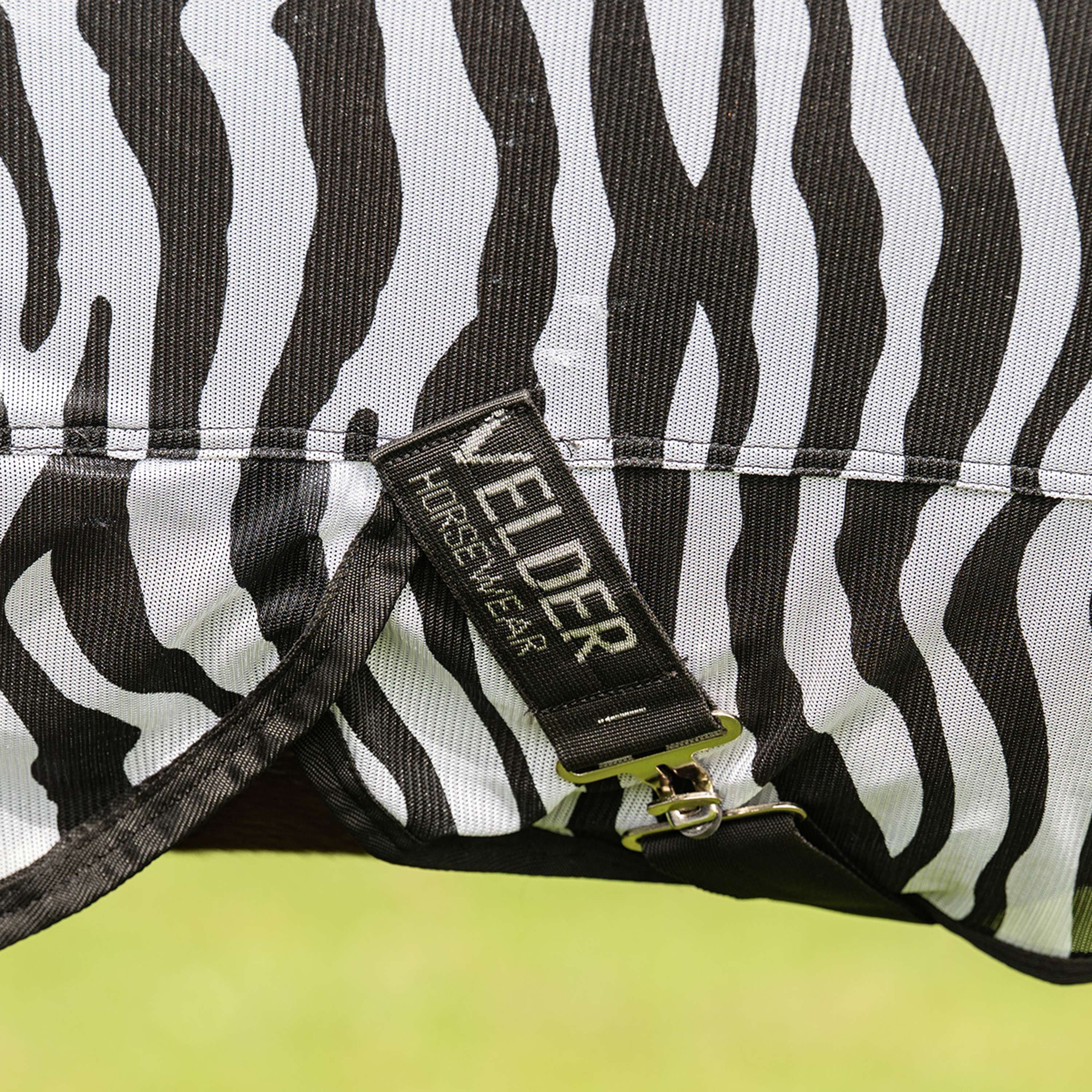Velder Horsewear Essentials Pony Manta Antimoscas con Cuello Zebra Negro/Blanco