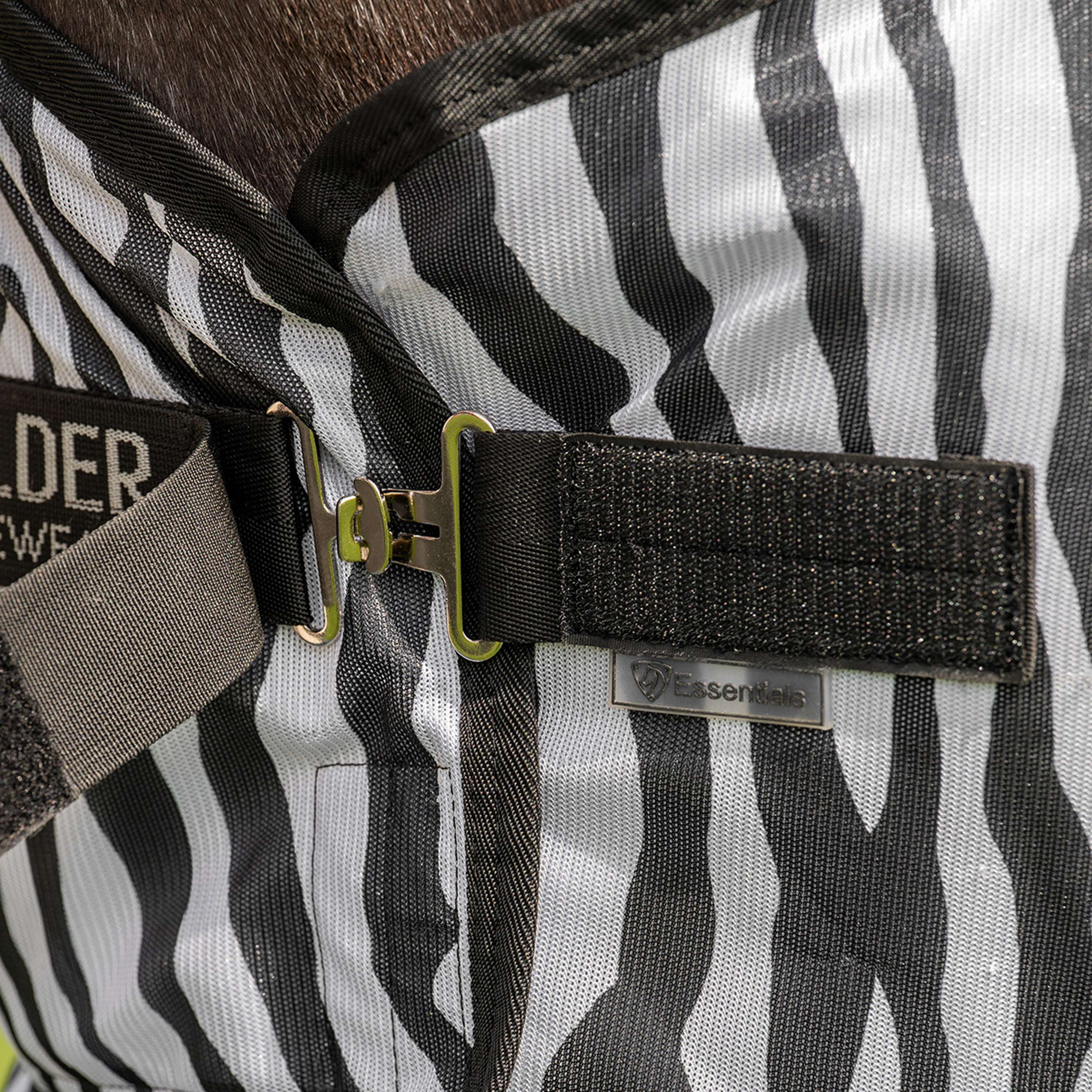 Velder Horsewear Essentials Pony Manta Antimoscas con Cuello Zebra Negro/Blanco