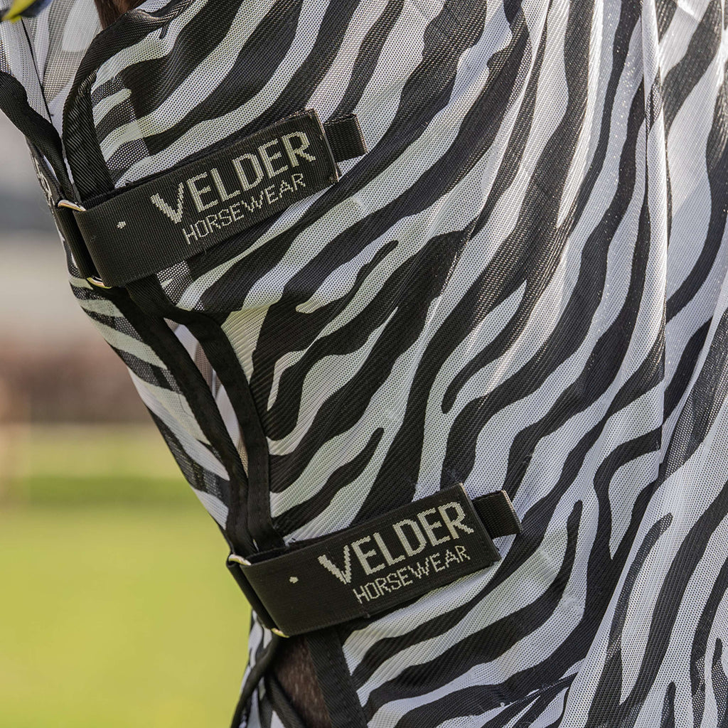 Velder Horsewear Essentials Pony Manta Antimoscas con Cuello Zebra Negro/Blanco