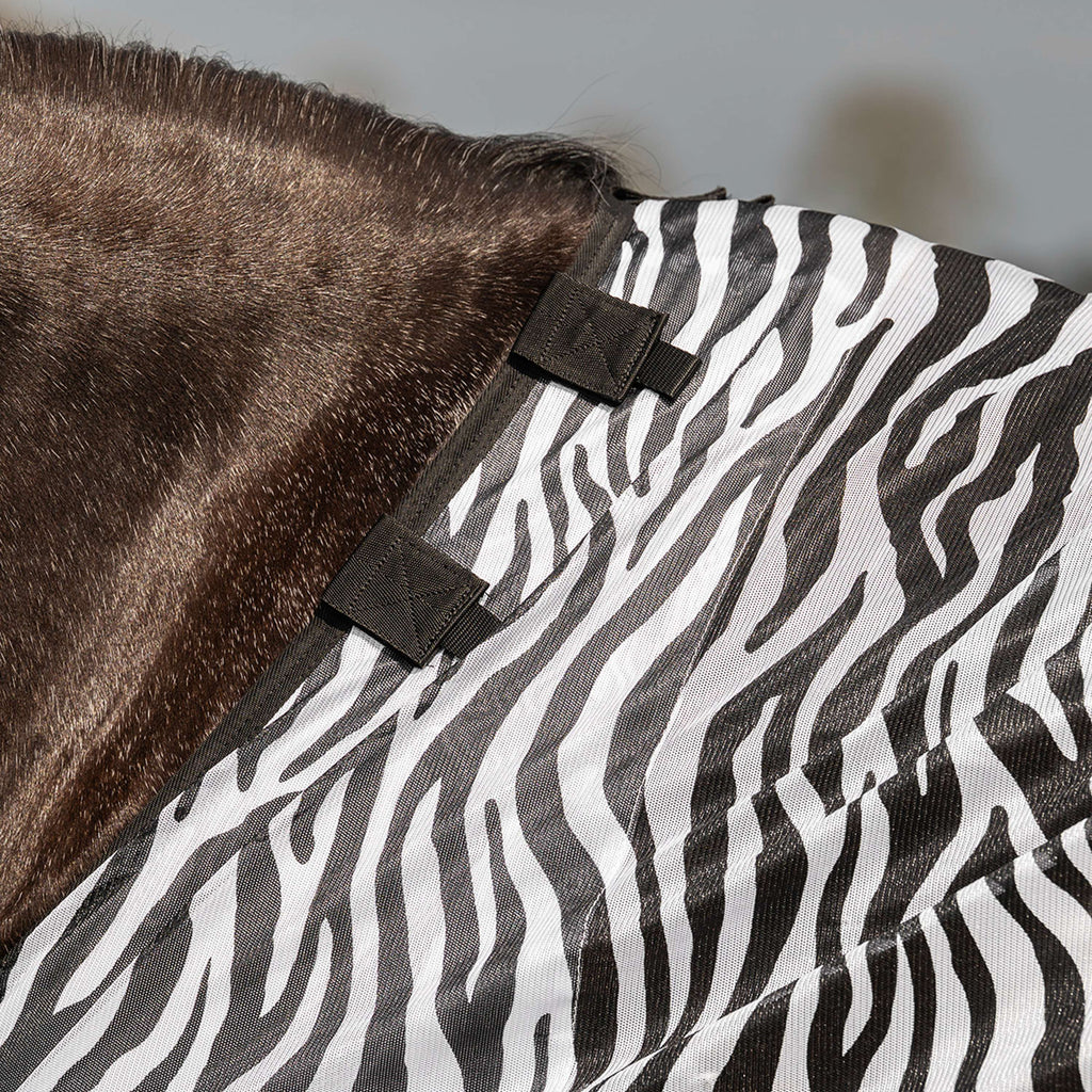 Velder Horsewear Essentials Manta Antimoscas con Cuello Zebra Negro/Blanco