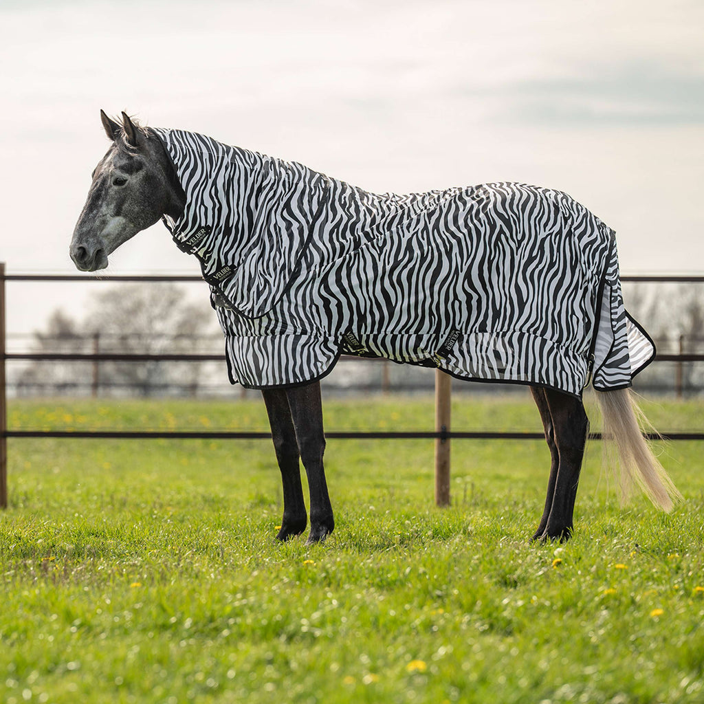 Velder Horsewear Essentials Manta Antimoscas con Cuello Zebra Negro/Blanco