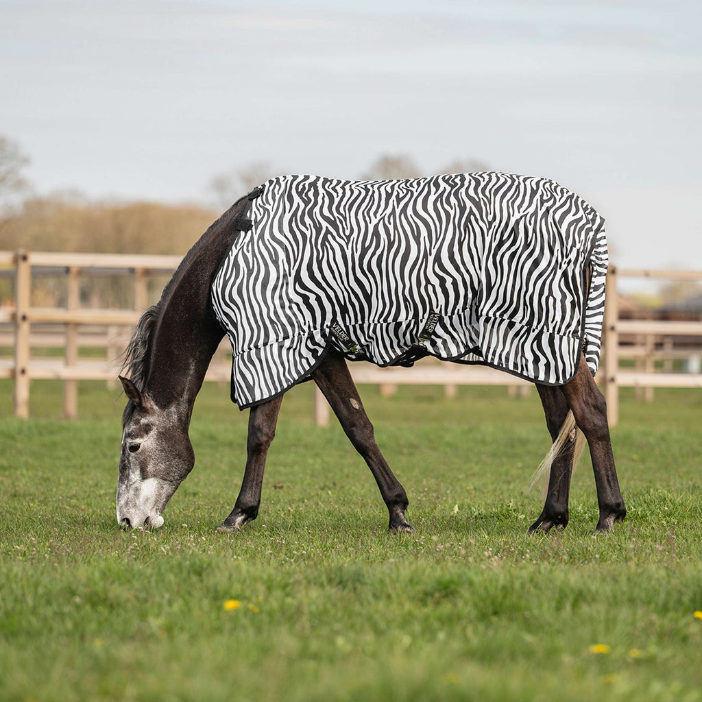 Velder Horsewear Essentials Manta Antimoscas con Cuello Zebra Negro/Blanco