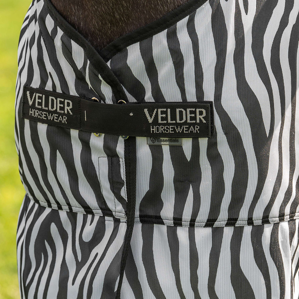 Velder Horsewear Essentials Manta Antimoscas con Cuello Zebra Negro/Blanco