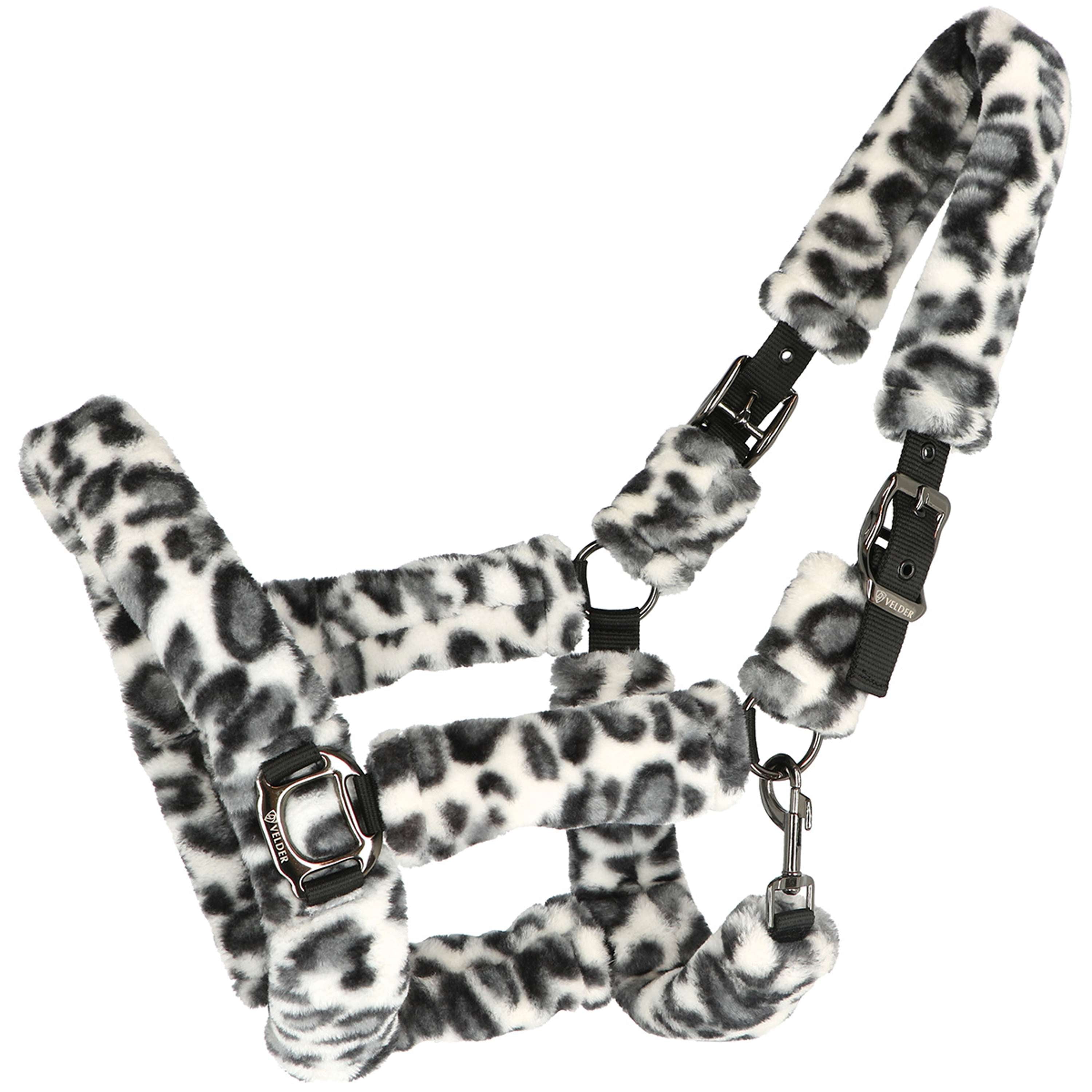 Velder Horsewear Premium Cabezada Comfort Fur Snow Leopard Gris