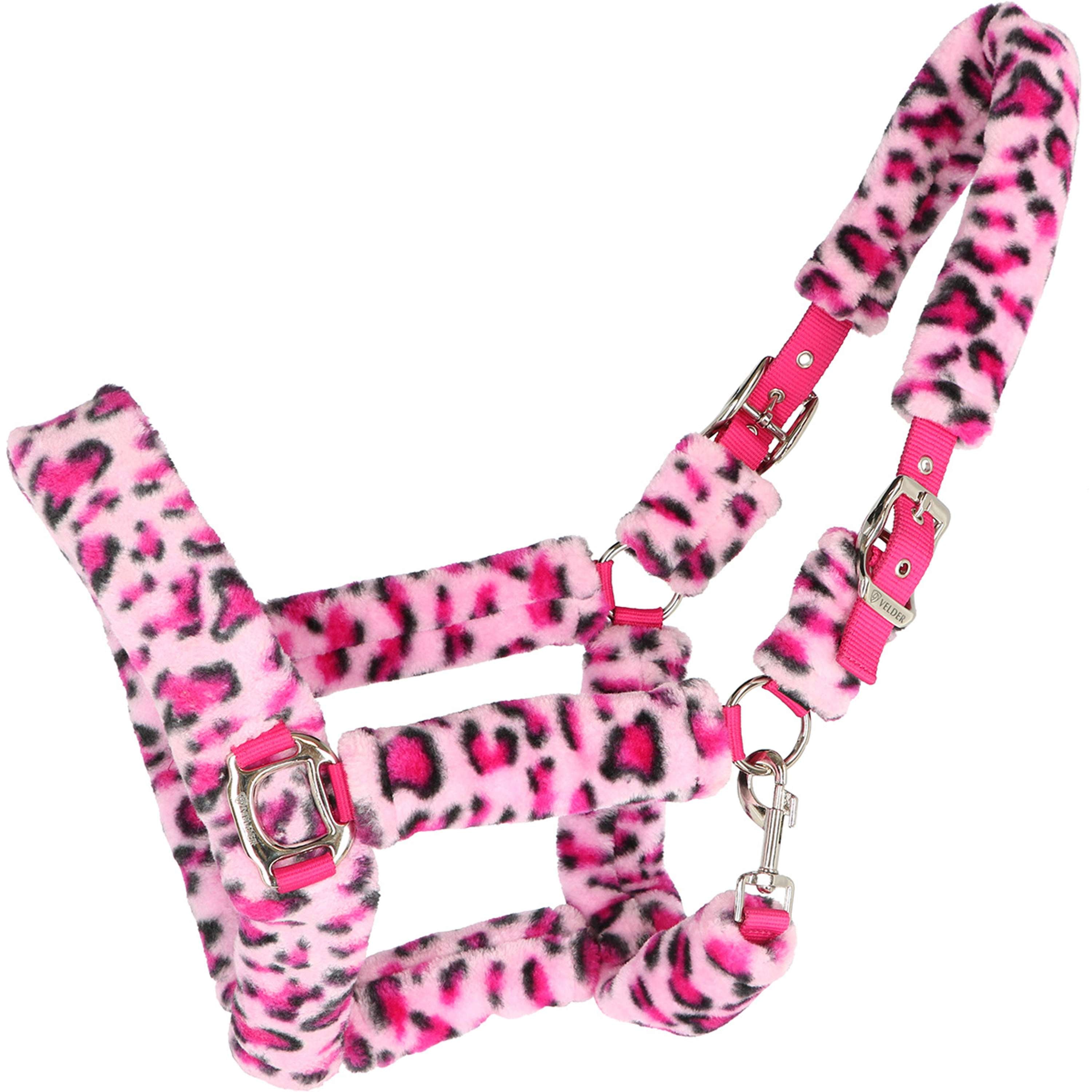 Velder Horsewear Premium Cabezada Comfort Fur Snow Leopard Rosa