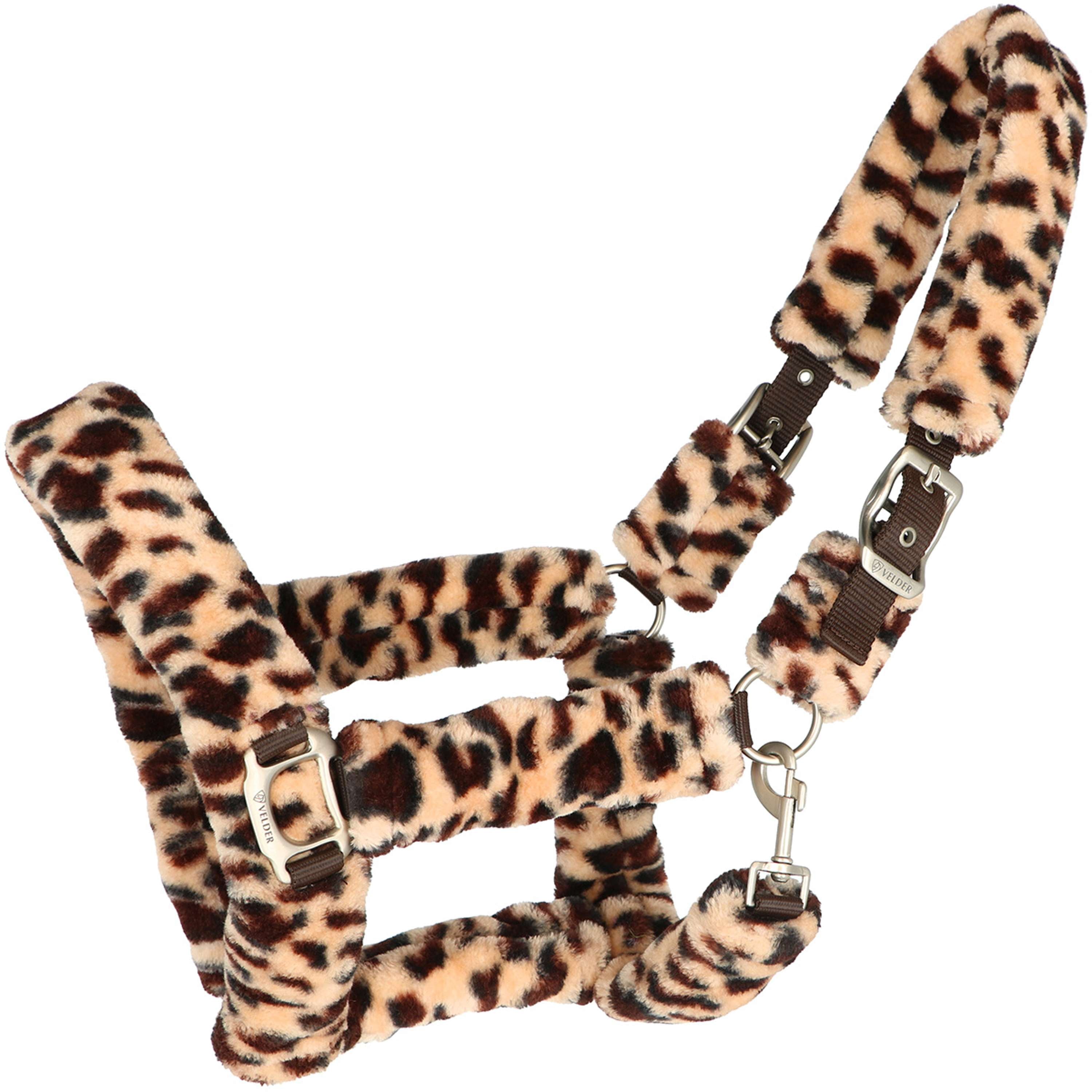 Velder Horsewear Premium Cabezada Comfort Fur Snow Leopard Marron