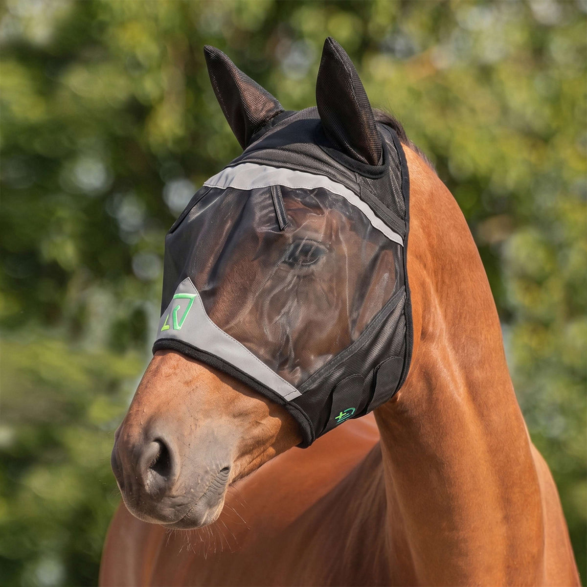 Agradi Horse Máscara para Moscas Fine Mesh con Orejas Negro