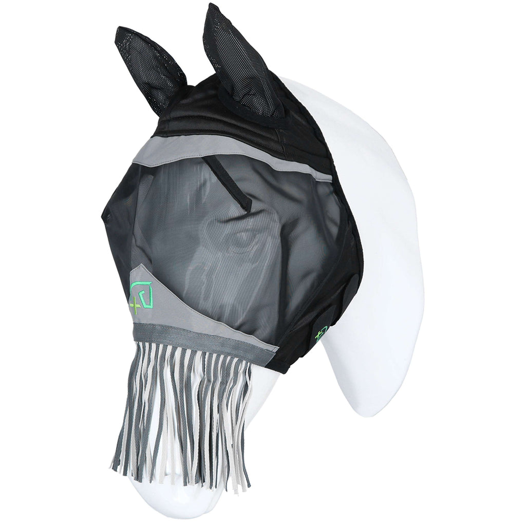 Agradi Horse Máscara para Moscas Fine Mesh con Orejas y Flecos Negro