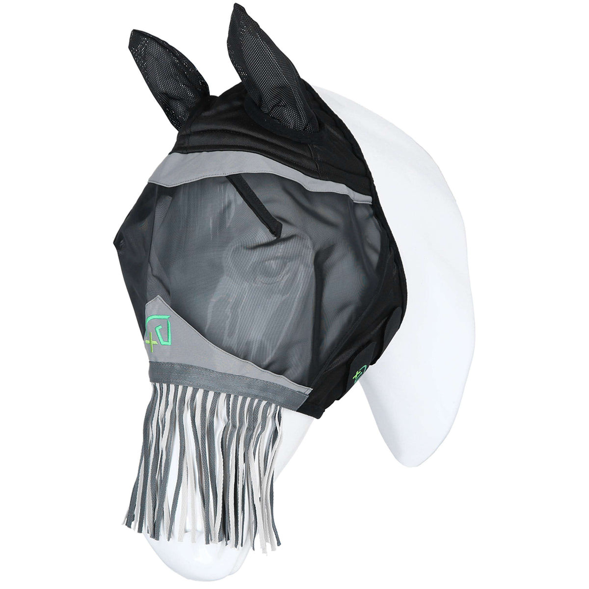 Agradi Horse Máscara para Moscas Fine Mesh con Orejas y Flecos Negro