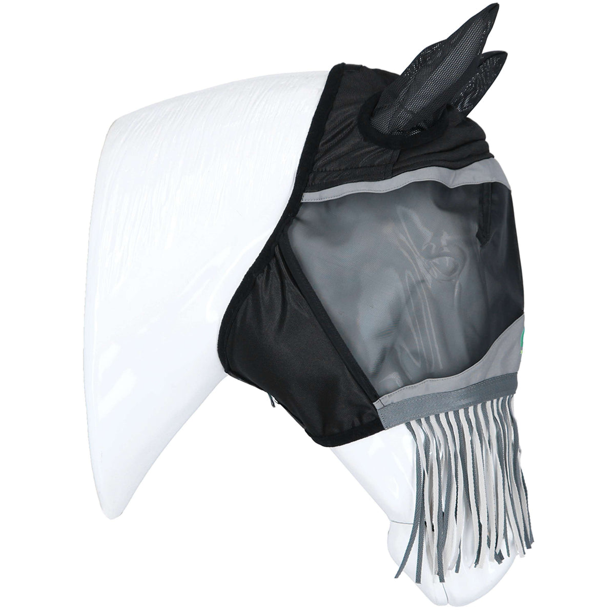 Agradi Horse Máscara para Moscas Fine Mesh con Orejas y Flecos Negro