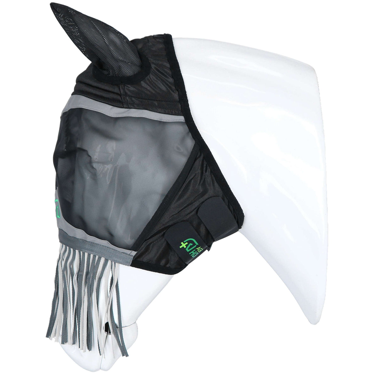 Agradi Horse Máscara para Moscas Fine Mesh con Orejas y Flecos Negro