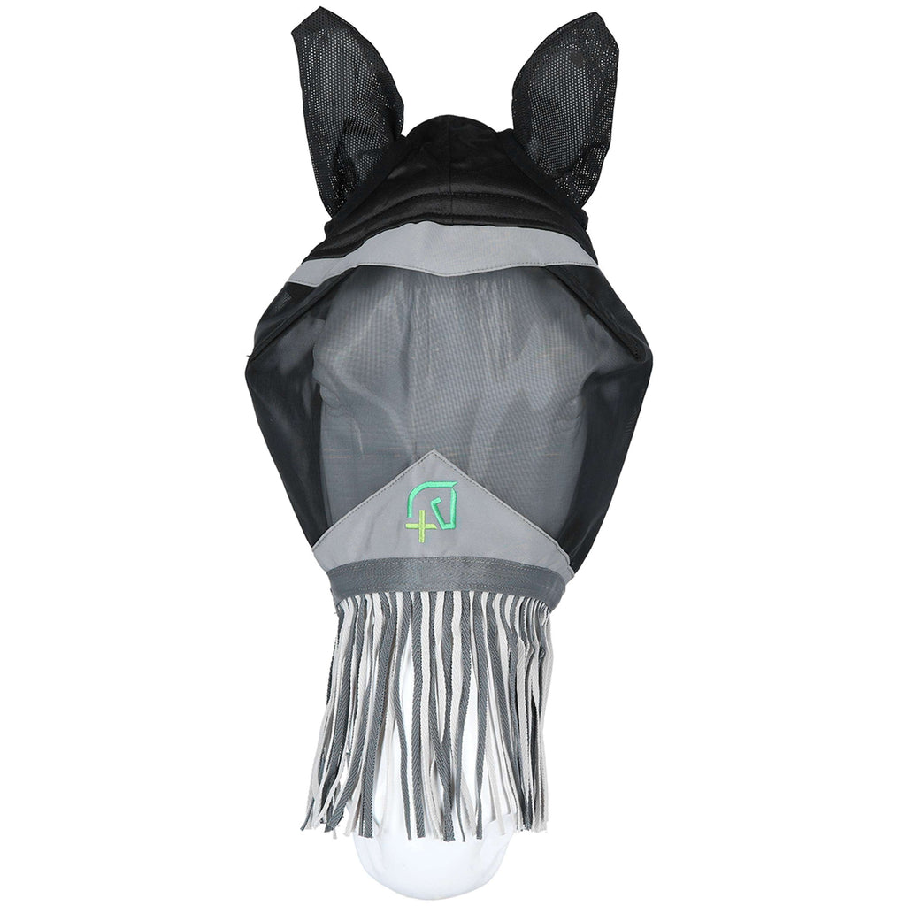 Agradi Horse Máscara para Moscas Fine Mesh con Orejas y Flecos Negro