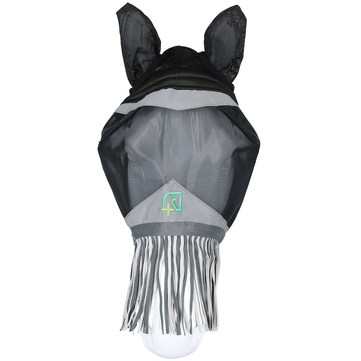 Agradi Horse Máscara para Moscas Fine Mesh con Orejas y Flecos Negro