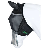 Agradi Horse Máscara para Moscas Fine Mesh con Orejas y Flecos Negro