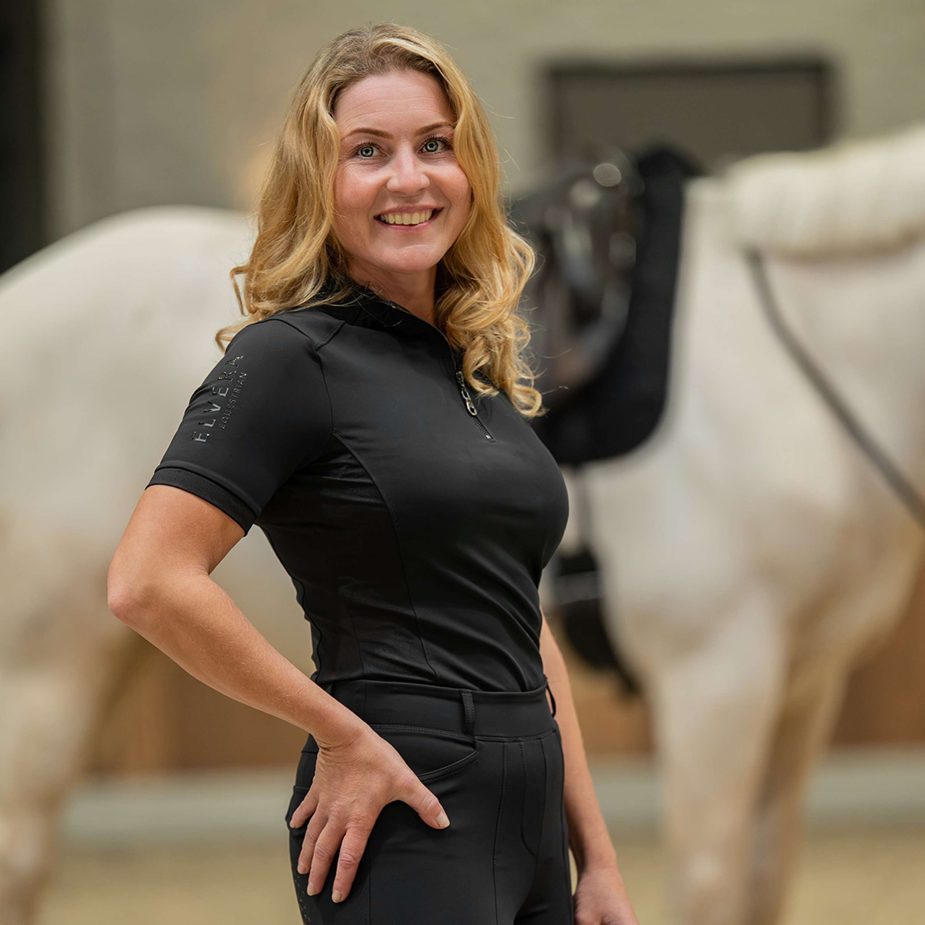 Elvera Equestrian Camiseta de entrenamiento EEVexa Manga Corta Negro