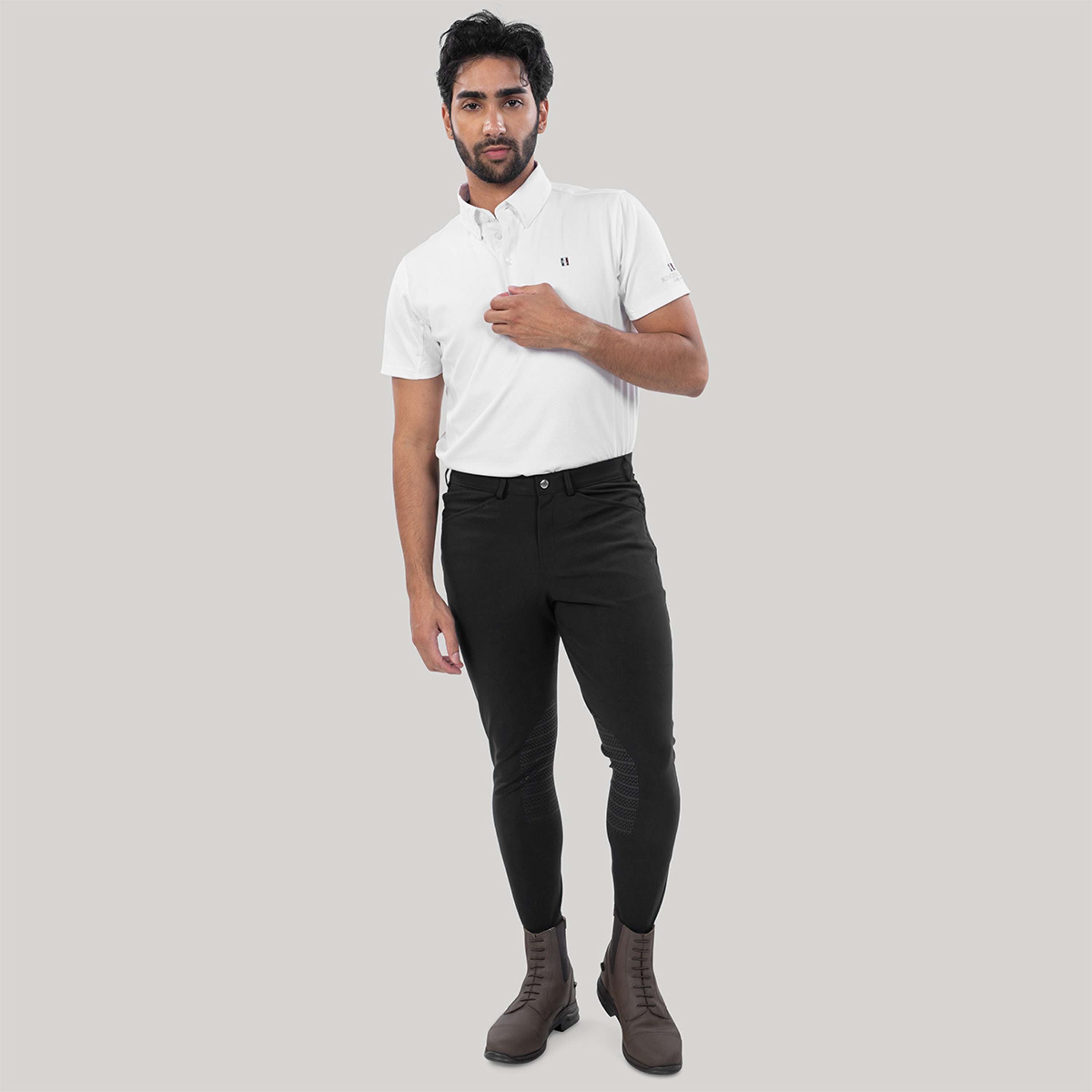 Elvera Equestrian Pantalón de Equitación Dual Core Pro Half Seat Hombres Negro