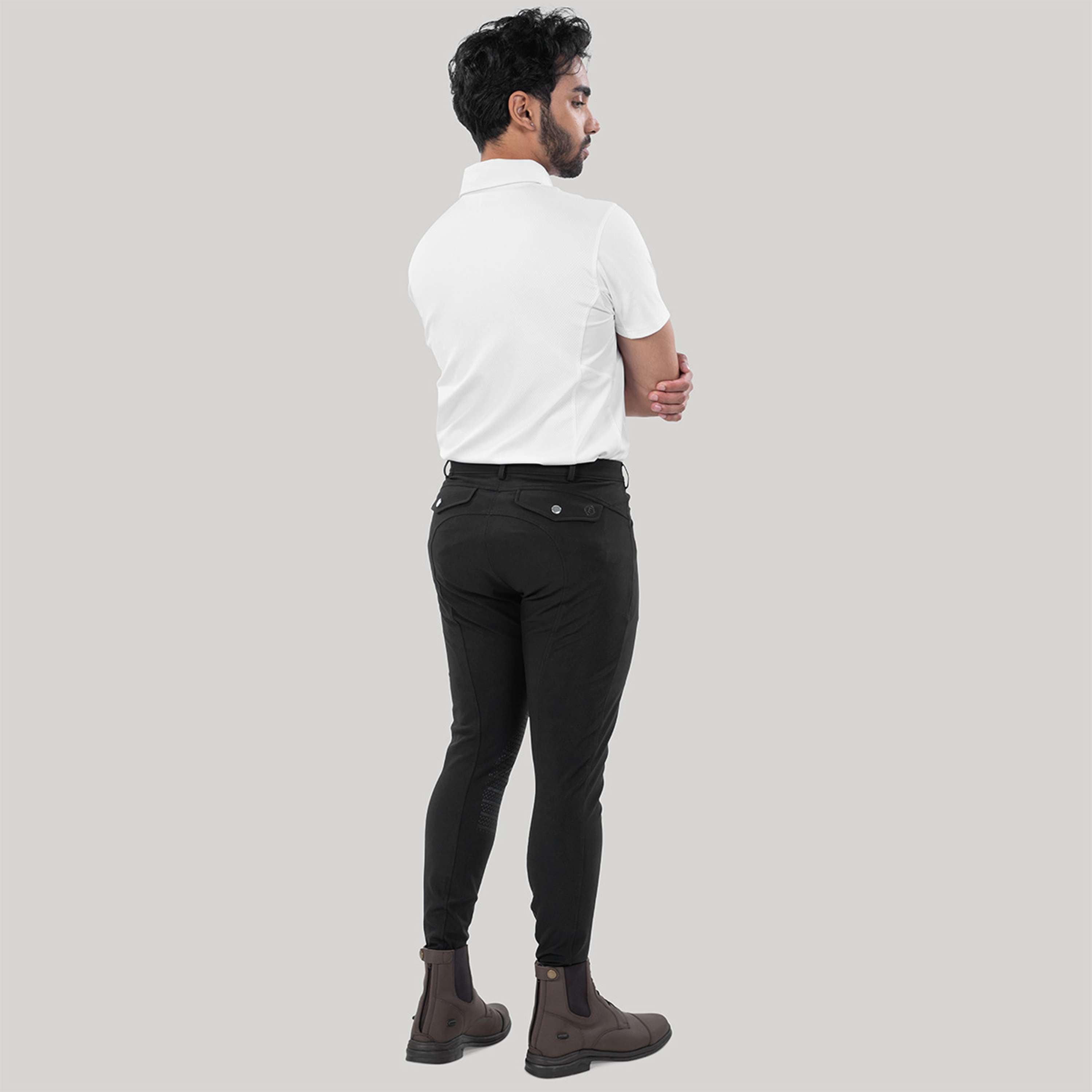 Elvera Equestrian Pantalón de Equitación Dual Core Pro Half Seat Hombres Negro
