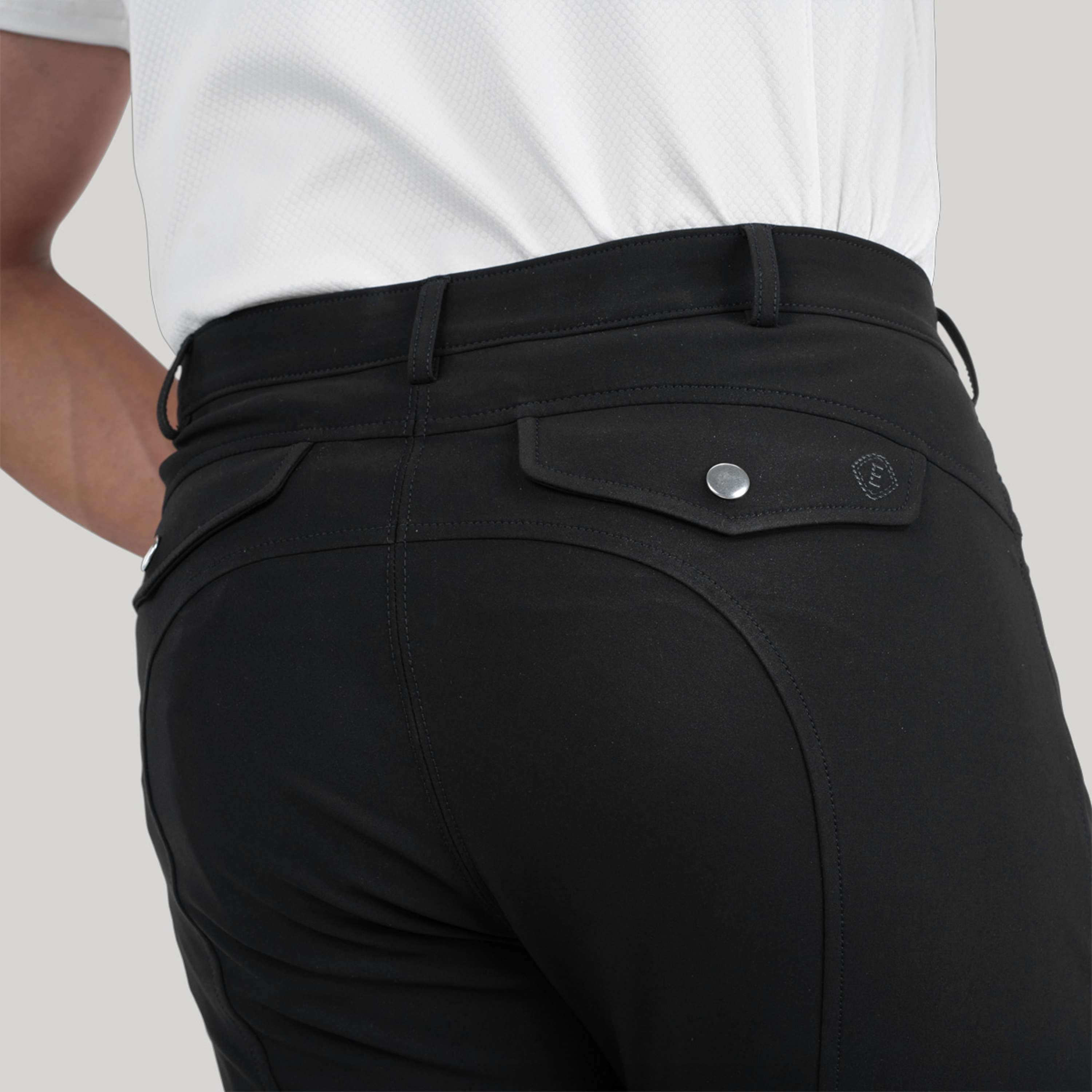 Elvera Equestrian Pantalón de Equitación Dual Core Pro Half Seat Hombres Negro