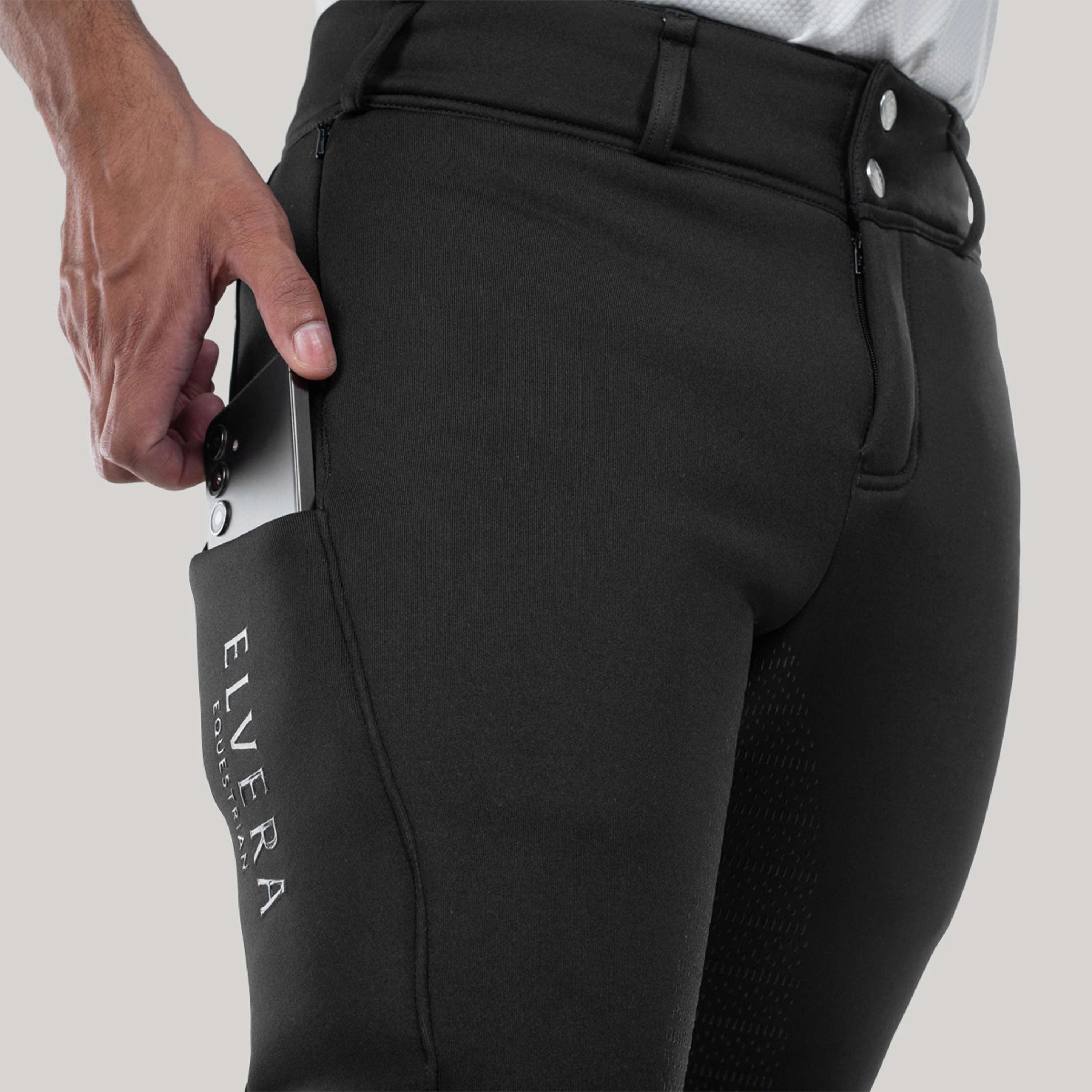 Elvera Equestrian Pantalón de Equitación Teddy Winter Pro Hombres Negro