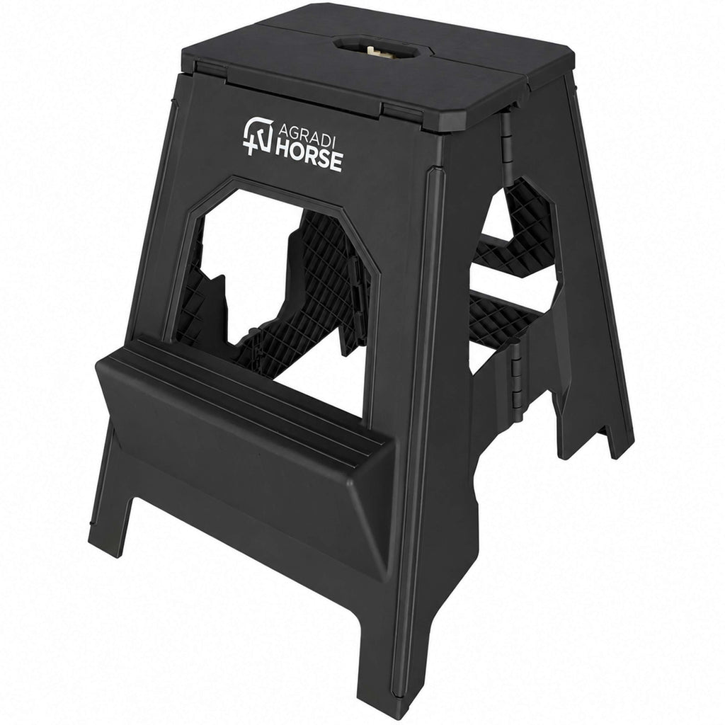 Agradi Horse Escalón/Taburete Plegable XH 49cm Negro