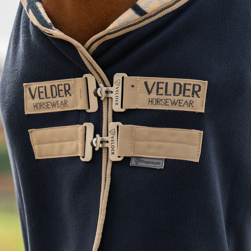 Velder Horsewear Premium Deluxe Fleece Cooler with Collar Navy/Check