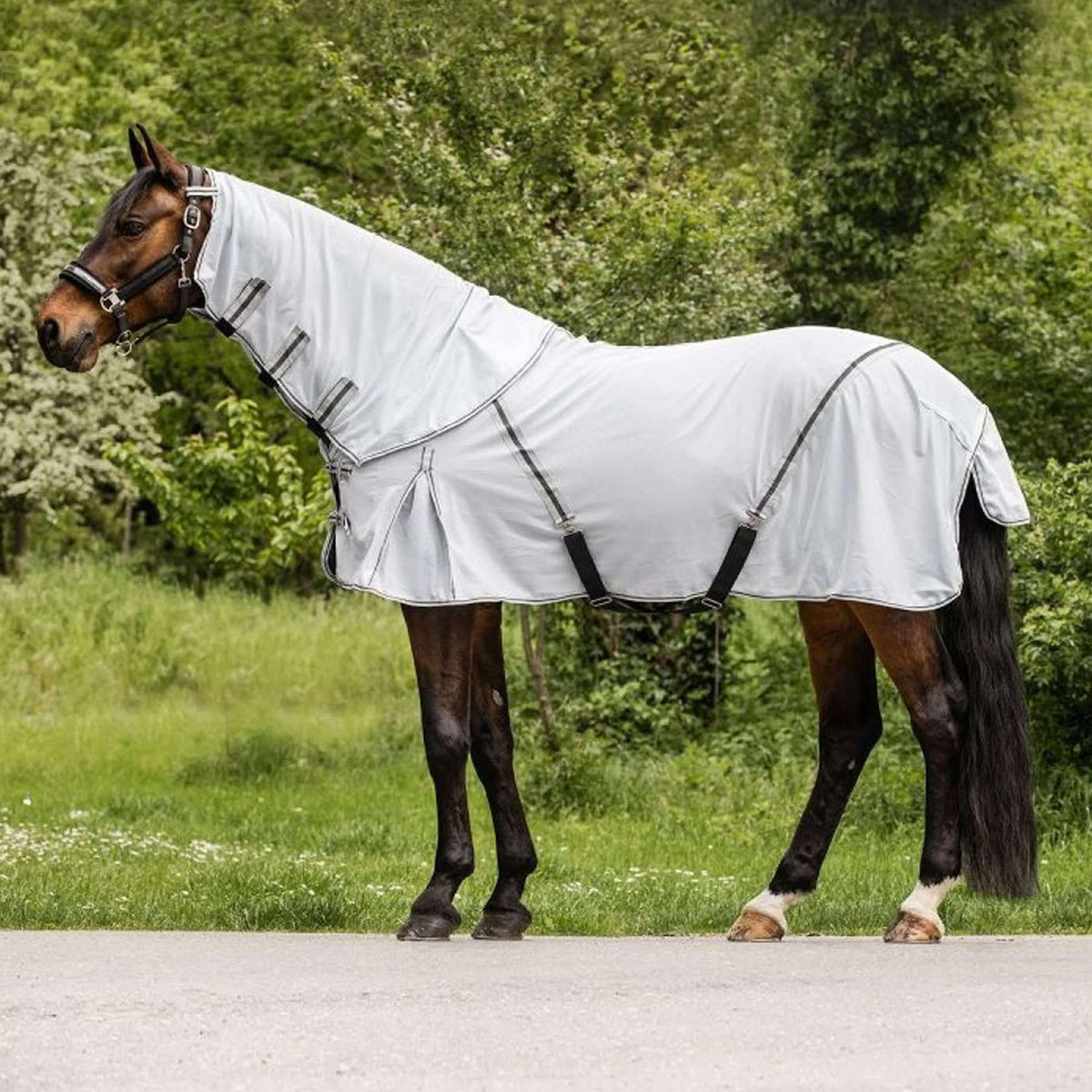 Waldhausen Manta Antimoscas Protect con Cuello Desmontable Plata<>Gris