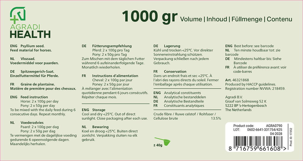 Agradi Health Cáscara de psyllium