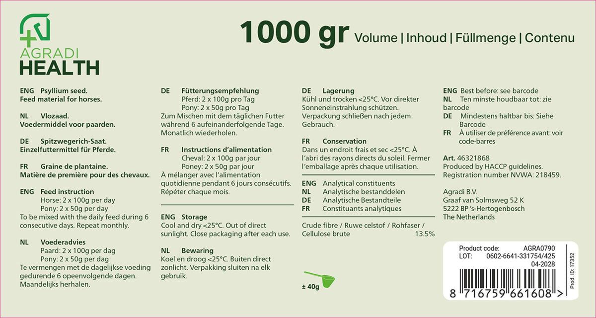 Agradi Health Cáscara de psyllium