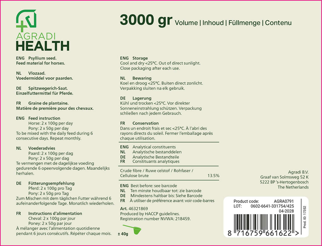 Agradi Health Cáscara de psyllium