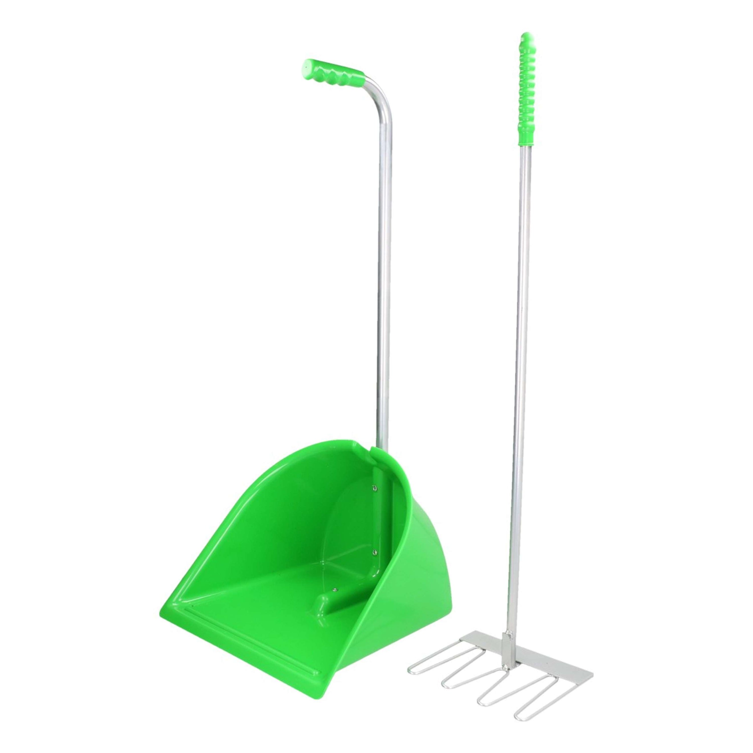 Kerbl Recogedor de excrementos Completo con Rastrillo Verde claro