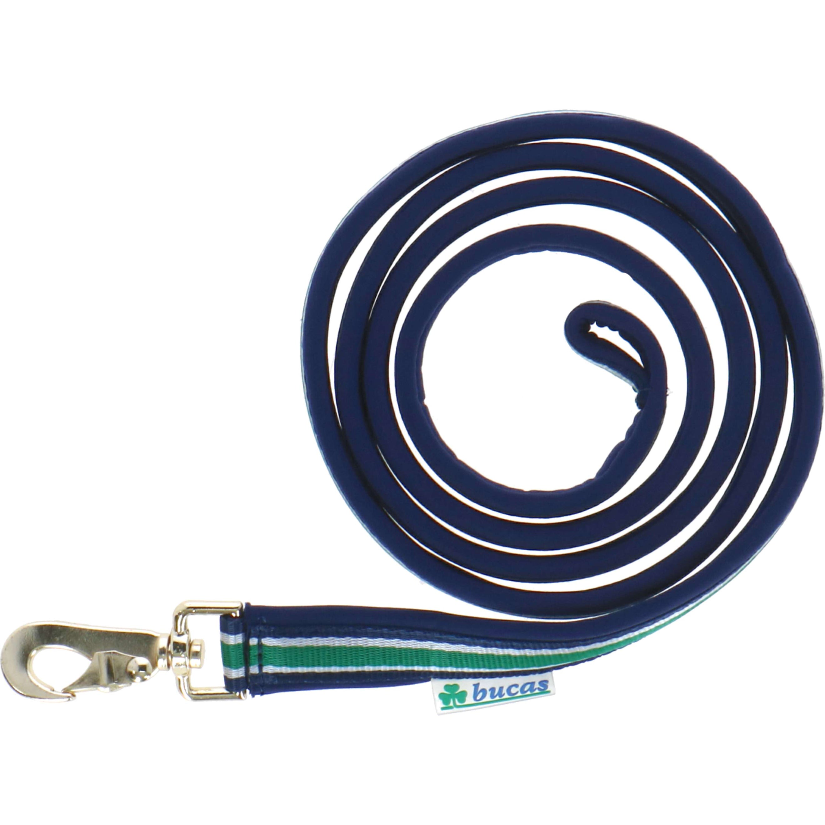 Bucas Lead Rein Dublin Padded Striped/Navy Bucas Lead Rein Dublin Padded Striped/Navy