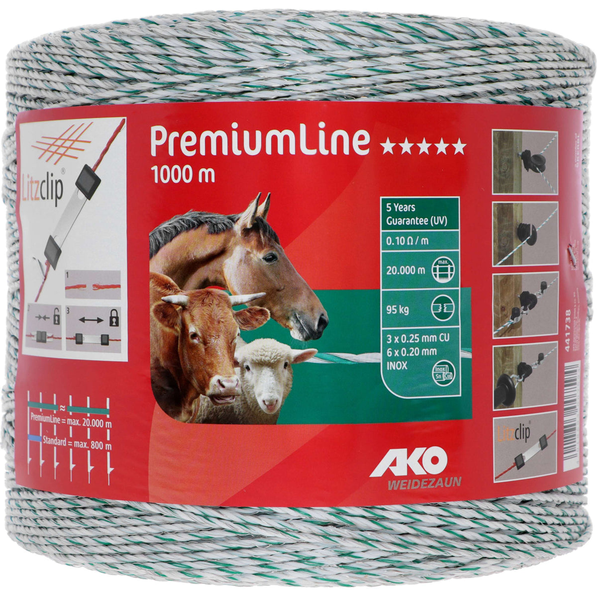 Ako Alambre para Cercas Premiumline Blanco/Verde