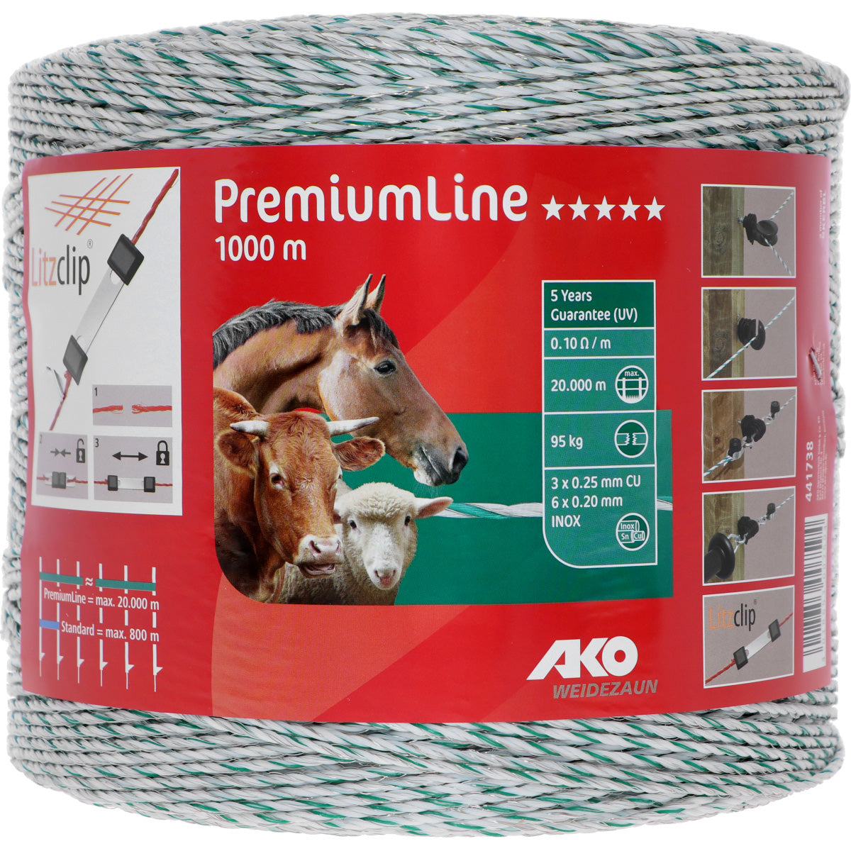 Ako Alambre para Cercas Premiumline Blanco/Verde