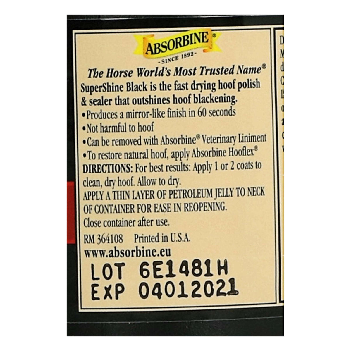 Absorbine Aceite para Cascos Super Shine Negro