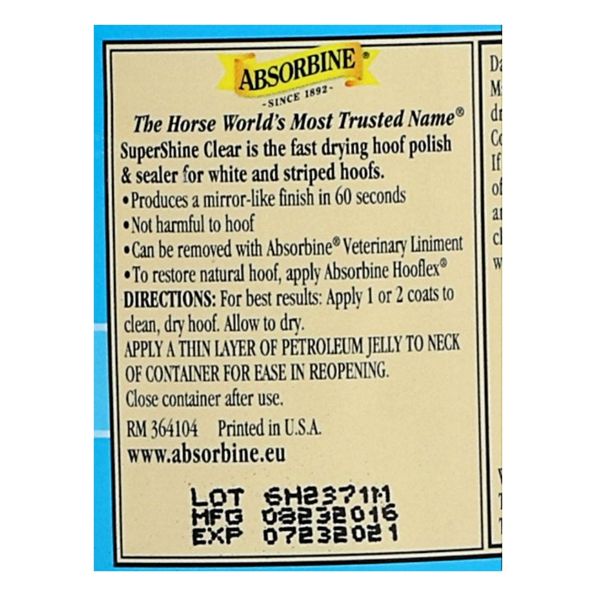 Absorbine Aceite para Cascos Super Shine Transparant Transparente