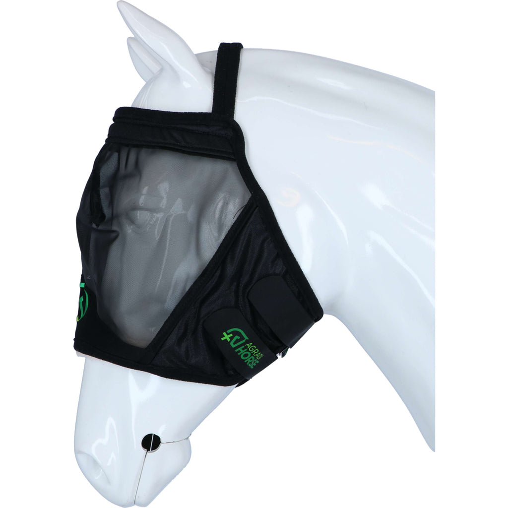 Agradi Horse Máscara Antimoscas Fine Mesh Sin orejas Negro