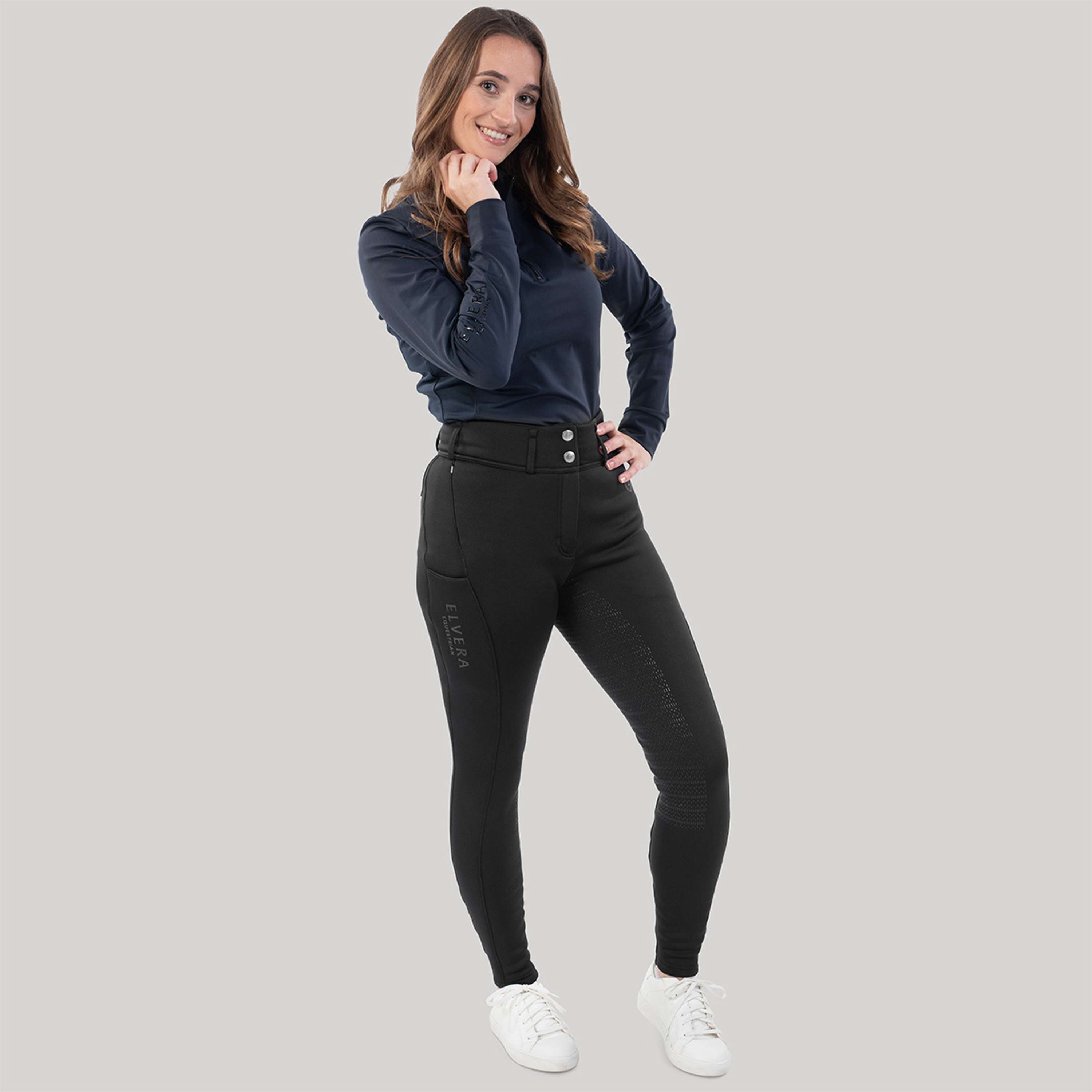 Elvera Equestrian Pantalón de Equitación Teddy Winter Pro Negro
