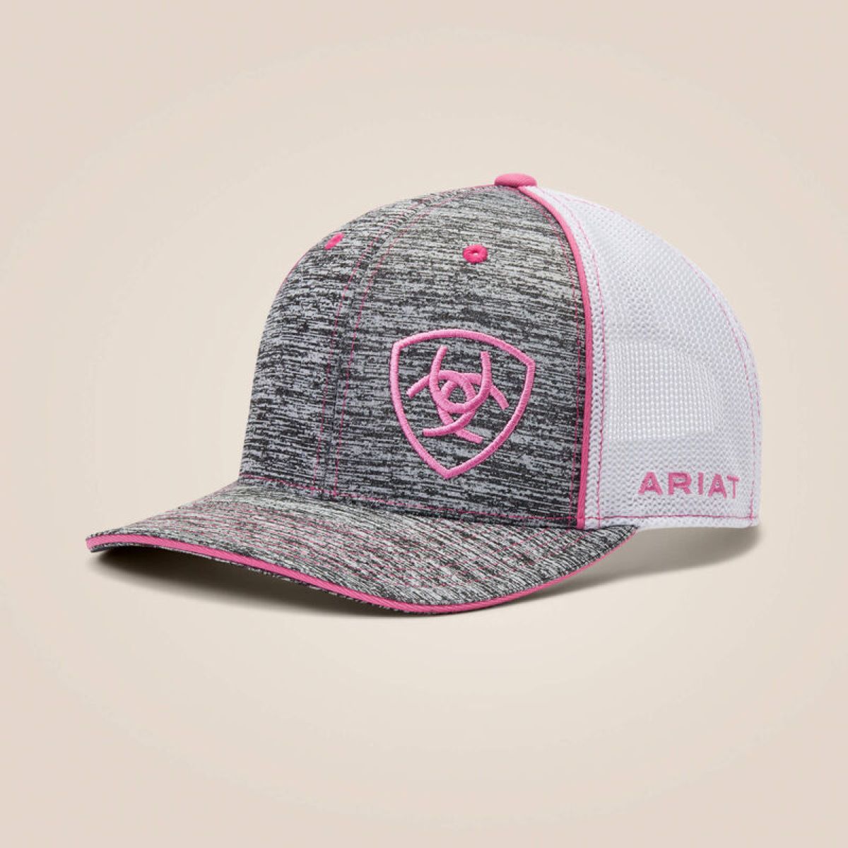 Ariat Gorra Offset Shield Logo Gris Rosa
