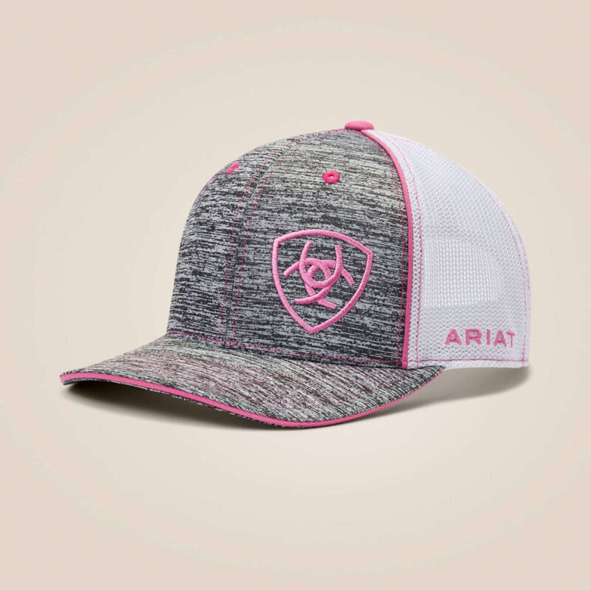Ariat Gorra Offset Shield Logo Gris Rosa