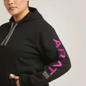 Ariat Hoodie Rebar Graphic Mujer Negro Morado
