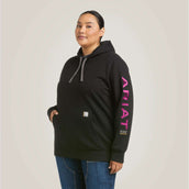 Ariat Hoodie Rebar Graphic Mujer Negro Morado