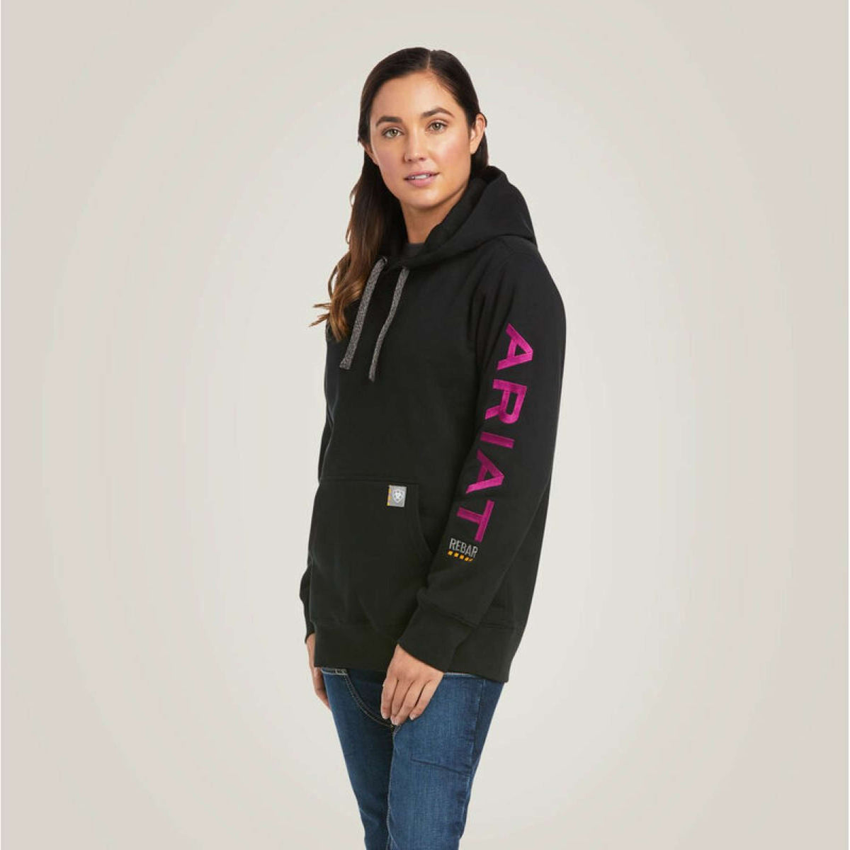 Ariat Hoodie Rebar Graphic Mujer Negro Morado