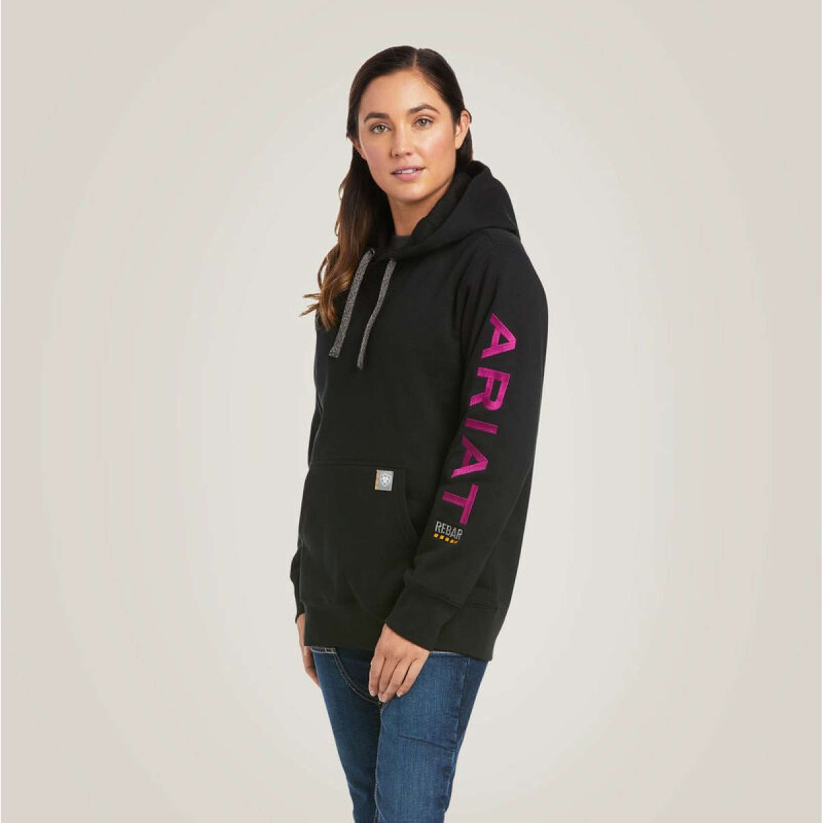Ariat Hoodie Rebar Graphic Mujer Negro Morado