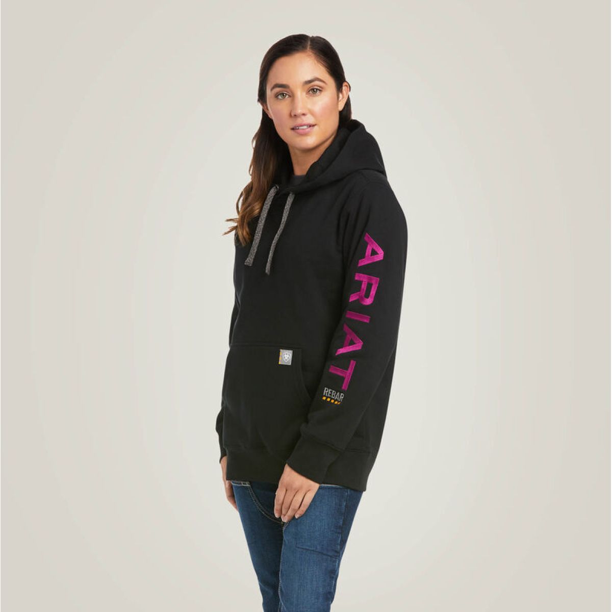 Ariat Hoodie Rebar Graphic Mujer Negro Morado
