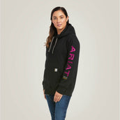 Ariat Hoodie Rebar Graphic Mujer Negro Morado