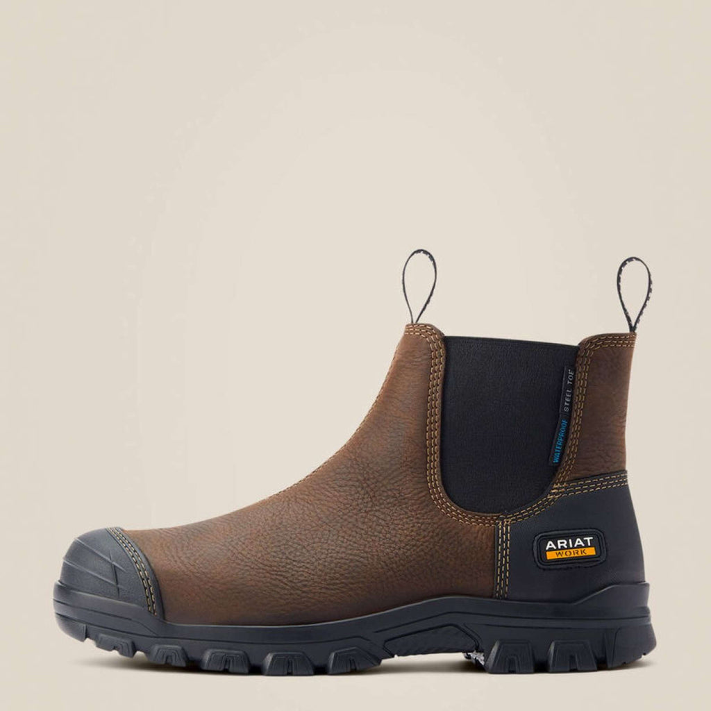 Ariat Botines Treadfast Chelsea Waterproof Steel Toe Hombres Marron oscuro