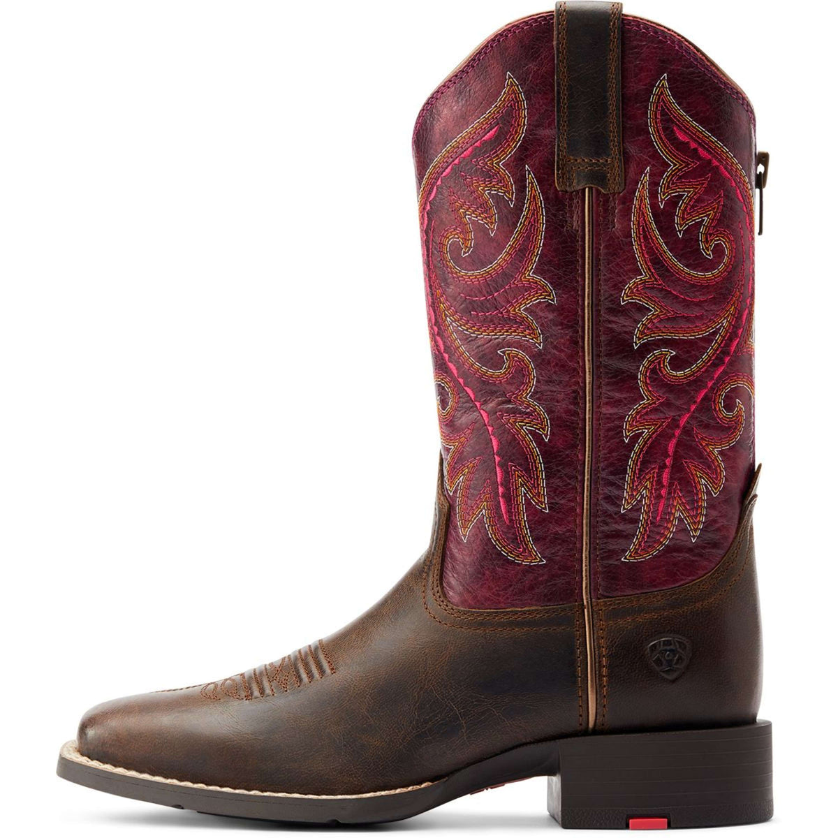 Ariat Botas Western Round Up Back Zip Mujer Worn Mocha/Rasberry