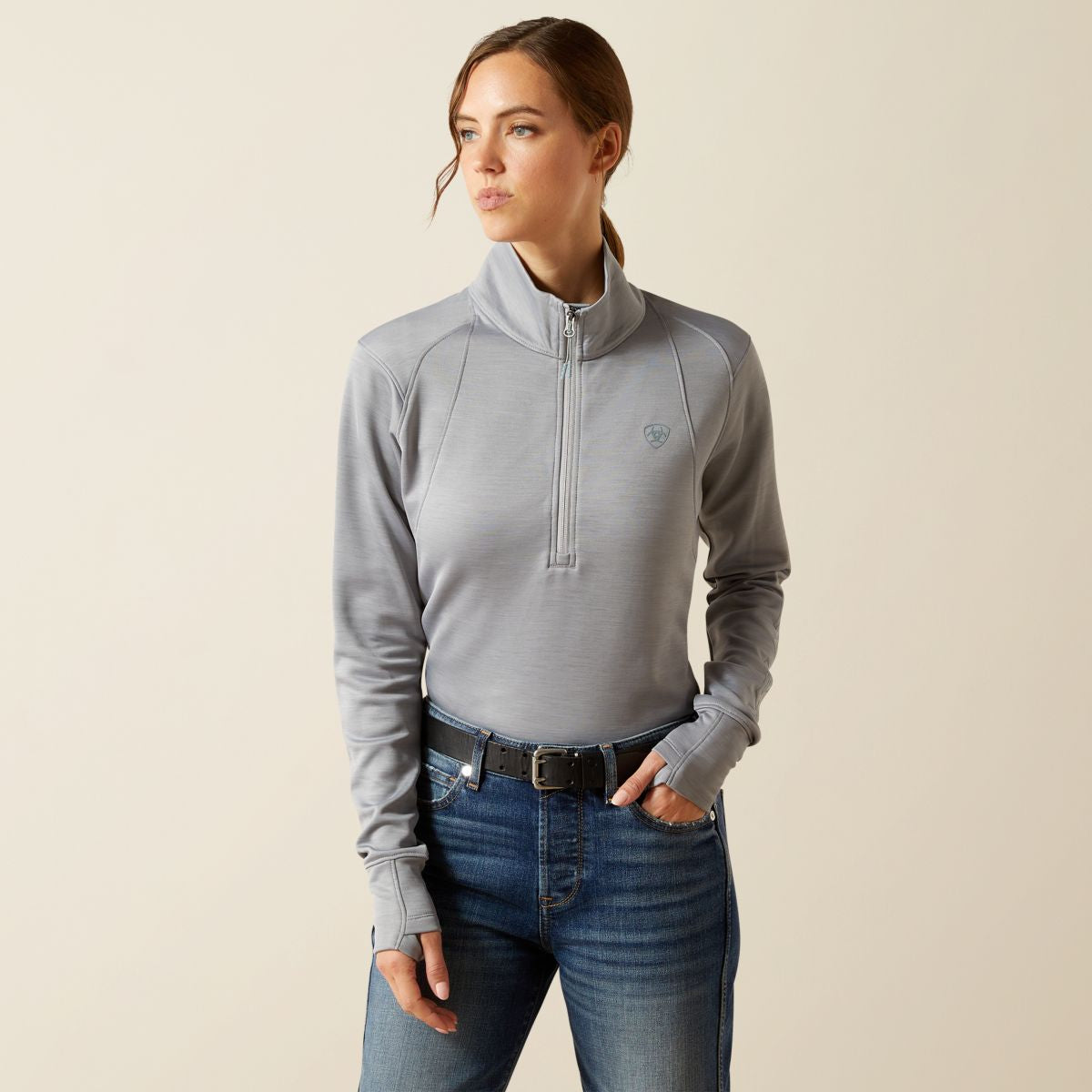 Ariat Shirt Team EQ 1/2 ZP Alloy Heather