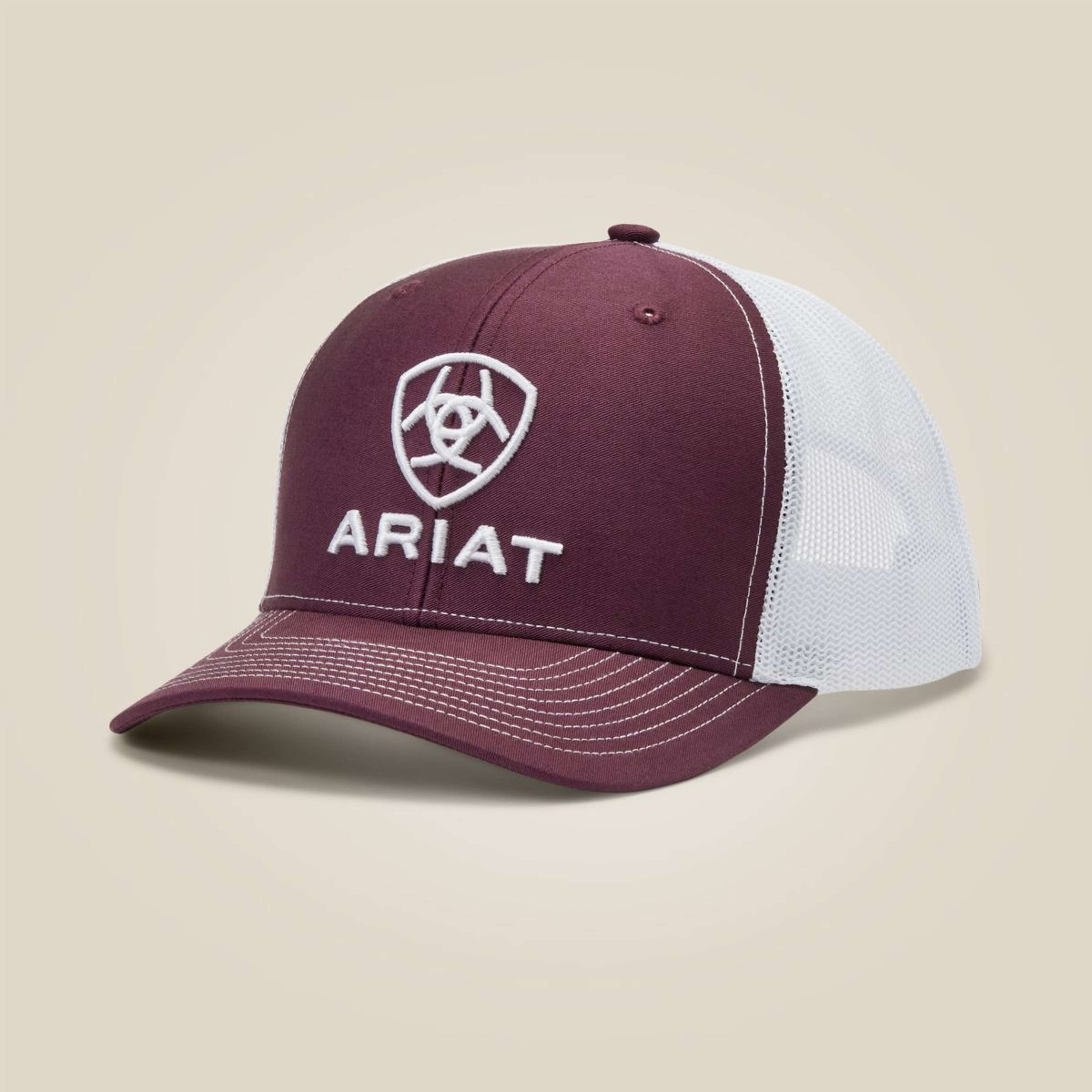 Ariat Gorra M&F MNS Stacked Logo Burdeos/Blanco