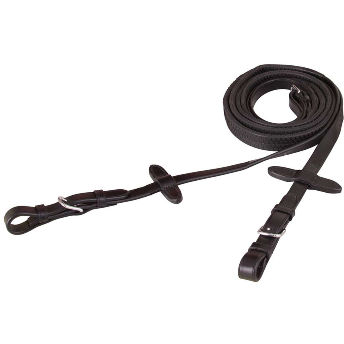 BR Riendas Eventa Pro Grip 16mm Hebilla Redonda Negro/Plata